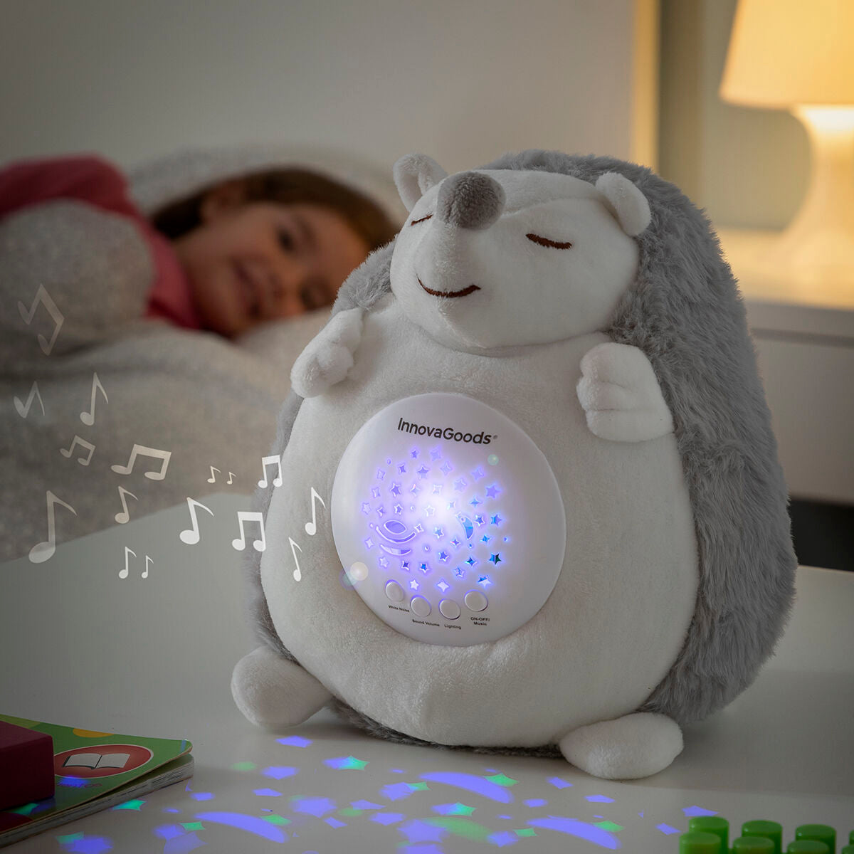 Innovagoods Hedgehog Knuffel Met Witte Ruis En Nachtlampprojector Spikey Innovagoods